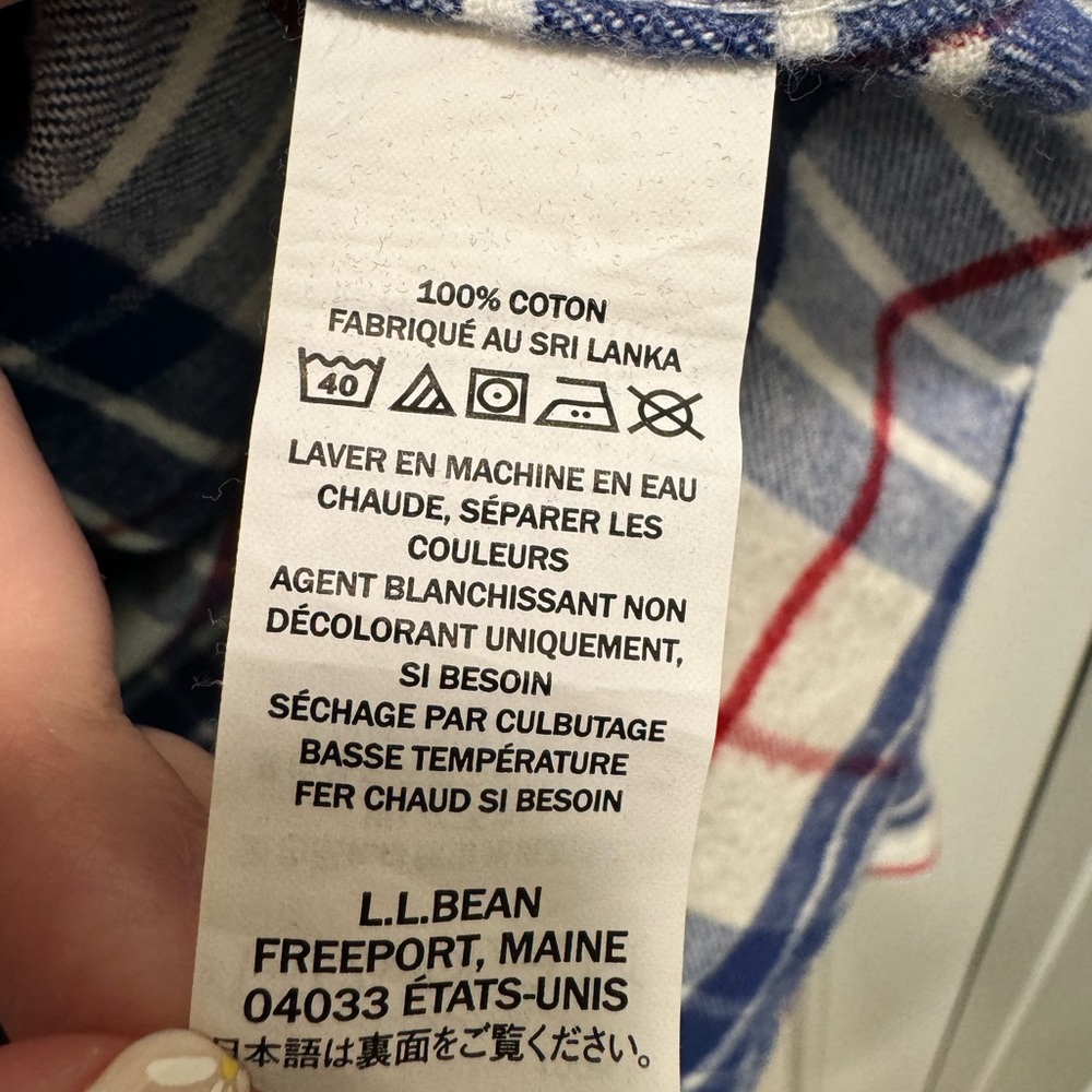 L.L.Bean Men’s Traditional Fit Blue & White Flannel Plaid Button-Down Shirt -L - Picture 4 of 5